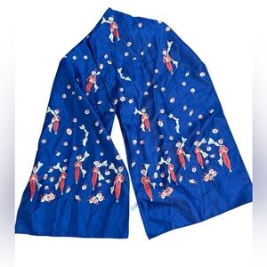 Made in Italy Blue Printed Scarf Vintage Style Statement Piece